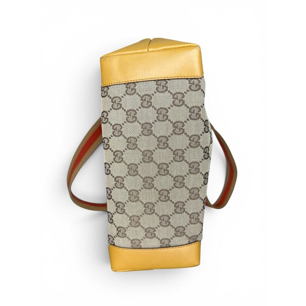 Vintage Gucci GG Canvas Sherry Line Tote Bag Yellow 019-0402 Tom Ford Era - Picture 5 of 16